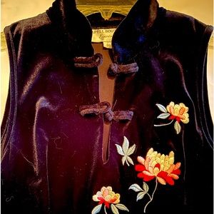 Papell Boutique evening Velveteen dress. Size 8P full length two side slits